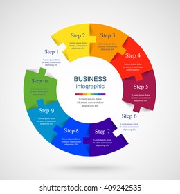 Vector infographic. Template for diagram, graph, presentation and chart. Business concept with 10 options, parts, steps or processes. 