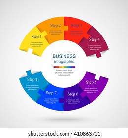 Vector infographic. Template for diagram, graph, presentation and chart. Business concept with 8 options, parts, steps or processes. 