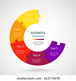 Vector infographic. Template for diagram, graph, presentation and chart. Business concept with 5 options, parts, steps or processes. 