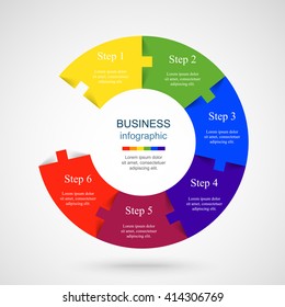 Vector infographic. Template for diagram, graph, presentation and chart. Business concept with 6 options, parts, steps or processes. 