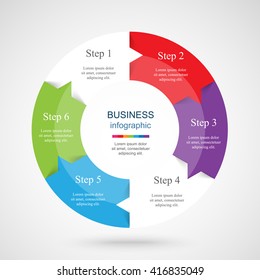 Vector infographic. Template for diagram, graph, presentation and chart. Business concept with 6 options, parts, steps or processes. 