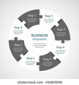 Vector infographic. Template for diagram, graph, presentation and chart. Business concept with 8 options, parts, steps or processes. 