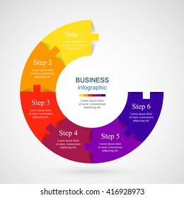 Vector infographic. Template for diagram, graph, presentation and chart. Business concept with 6 options, parts, steps or processes. 