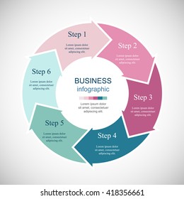 Vector infographic. Template for diagram, graph, presentation and chart. Business concept with 6 options, parts, steps or processes. 