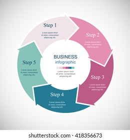 Vector infographic. Template for diagram, graph, presentation and chart. Business concept with 5 options, parts, steps or processes. 