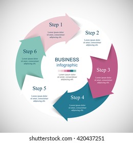 Vector infographic. Template for diagram, graph, presentation and chart. Business concept with 6 options, parts, steps or processes. 