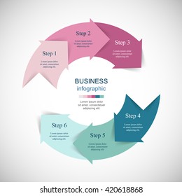 Vector infographic. Template for diagram, graph, presentation and chart. Business concept with 6 options, parts, steps or processes. 