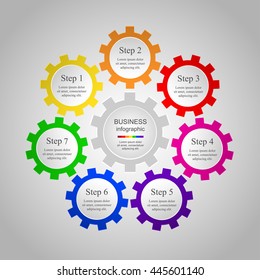 Vector infographic. Template for diagram, graph, presentation and chart. Business concept with 7 options, parts, steps or processes. 