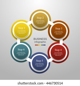 Vector infographic. Template for diagram, graph, presentation and chart. Business concept with 6 options, parts, steps or processes. 