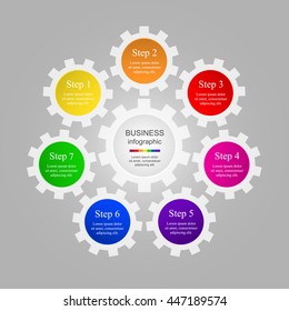 Vector infographic. Template for diagram, graph, presentation and chart. Business concept with 7 options, parts, steps or processes. 