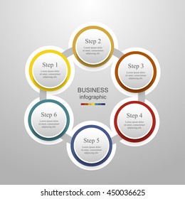 Vector infographic. Template for diagram, graph, presentation and chart. Business concept with 6 options, parts, steps or processes. 