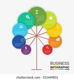 Vector infographic. Template for diagram, graph, presentation and chart. Business concept with seven options, parts, steps or processes. Abstract background.