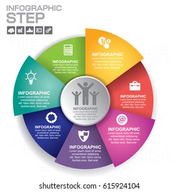 Vector infographic. Template for diagram, graph, presentation and chart. Business concept with 7 options, parts, steps or processes.