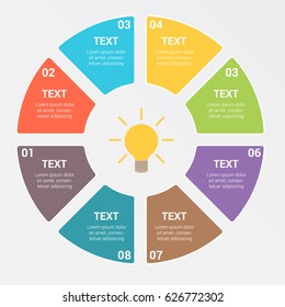 Vector infographic. Template for diagram, graph, presentation and chart. Business concept with 8 options, parts, steps or processes.