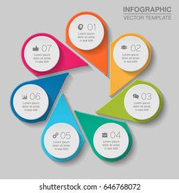 Vektorgrafik-Vorlage für Diagramm, Grafik, Präsentation, Diagramm, Geschäftskonzept mit 7 Optionen.