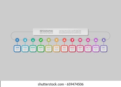 Vector infographic template for diagram, graph, presentation, chart, business concept with 12 options.