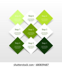 Vector infographic template for diagram, graph, presentation and chart. Business concept with 9 options, parts, steps or processes.