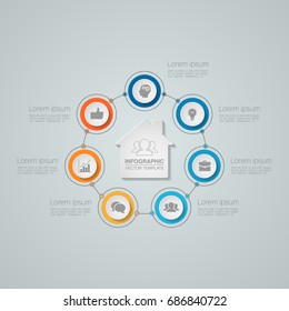 Vector infographic template for diagram, graph, presentation, chart, business concept with 7 options.