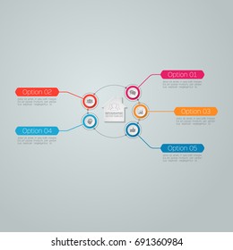 Vector infographic template for diagram, graph, presentation, chart, business concept with 5 options.