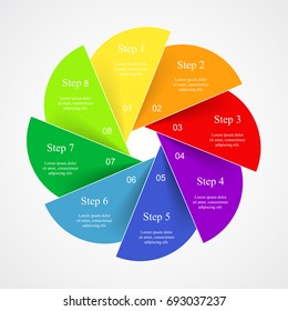 Vector infographic template for diagram, graph, presentation and chart. Business concept with 8 options, parts, steps or processes.