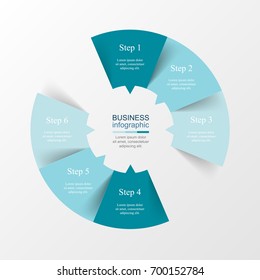Vector infographic template for diagram, graph, presentation and chart. Business concept with 6 options, parts, steps or processes.