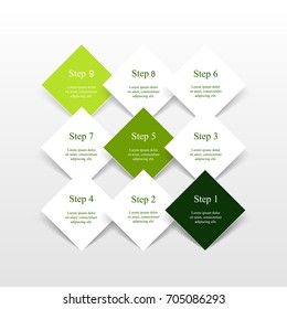 Vector infographic template for diagram, graph, presentation and chart. Business concept with 9 options, parts, steps or processes.