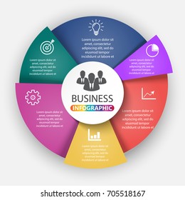 Vector infographic. Template for diagram, graph, presentation and chart. Business concept with 6 options, parts, steps or processes.