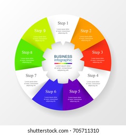 Vector infographic template for diagram, graph, presentation and chart. Business concept with 9 options, parts, steps or processes.