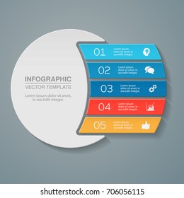 Vector infographic template for diagram, graph, presentation, chart, business concept with 5 options.