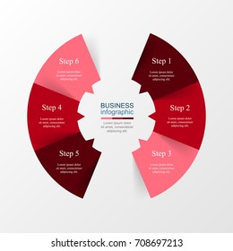Vector infographic template for diagram, graph, presentation and chart. Business concept with 6 options, parts, steps or processes.