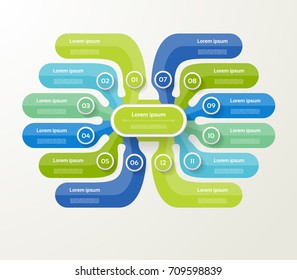 Vector infographic template for diagram, graph, presentation and chart. Business concept with 12 options, parts, steps or processes