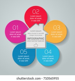 Vector infographic template for diagram, graph, presentation, chart, business concept with 5 options.