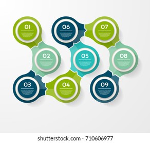 Vector infographic template for diagram, graph, presentation and chart. Business concept with 9 options, parts, steps or processes