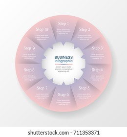 Vector infographic template for diagram, graph, presentation and chart. Business concept with 10 options, parts, steps or processes.