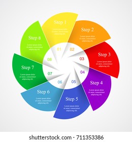 Vector infographic template for diagram, graph, presentation and chart. Business concept with 8 options, parts, steps or processes.