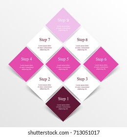 Vector infographic template for diagram, graph, presentation and chart. Business concept with 9 options, parts, steps or processes.