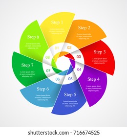 Vector infographic template for diagram, graph, presentation and chart. Business concept with 8 options, parts, steps or processes.