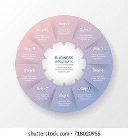 Vector infographic template for diagram, graph, presentation and chart. Business concept with 10 options, parts, steps or processes.