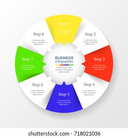 Vector infographic template for diagram, graph, presentation and chart. Business concept with 8 options, parts, steps or processes.