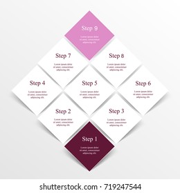 Vector infographic template for diagram, graph, presentation and chart. Business concept with 9 options, parts, steps or processes.