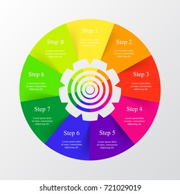 Vector infographic template for diagram, graph, presentation and chart. Business concept with 9 options, parts, steps or processes.