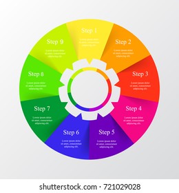 Vector infographic template for diagram, graph, presentation and chart. Business concept with 9 options, parts, steps or processes.