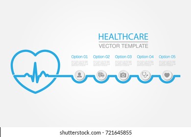 Vector infographic template for diagram, graph, presentation, chart, business concept with 5 options, healthcare.