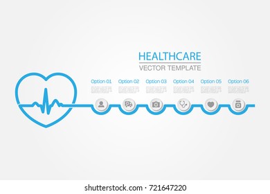 Vector infographic template for diagram, graph, presentation, chart, business concept with 6 options, healthcare.