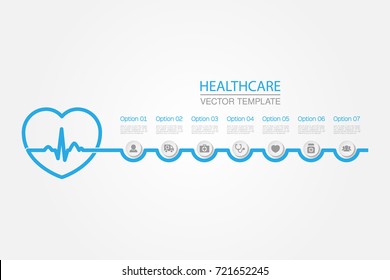 Vector infographic template for diagram, graph, presentation, chart, business concept with 7 options, healthcare.