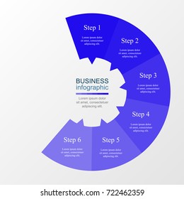 Vector infographic template for diagram, graph, presentation and chart. Business concept with 6 options, parts, steps or processes.
