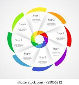 Vector infographic template for diagram, graph, presentation and chart. Business concept with 8 options, parts, steps or processes.