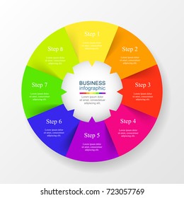 Vector infographic template for diagram, graph, presentation and chart. Business concept with 8 options, parts, steps or processes.