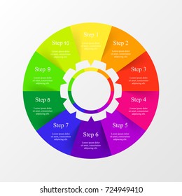 Vector infographic template for diagram, graph, presentation and chart. Business concept with 10 options, parts, steps or processes.