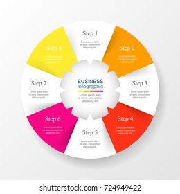 Vector infographic template for diagram, graph, presentation and chart. Business concept with 8 options, parts, steps or processes.